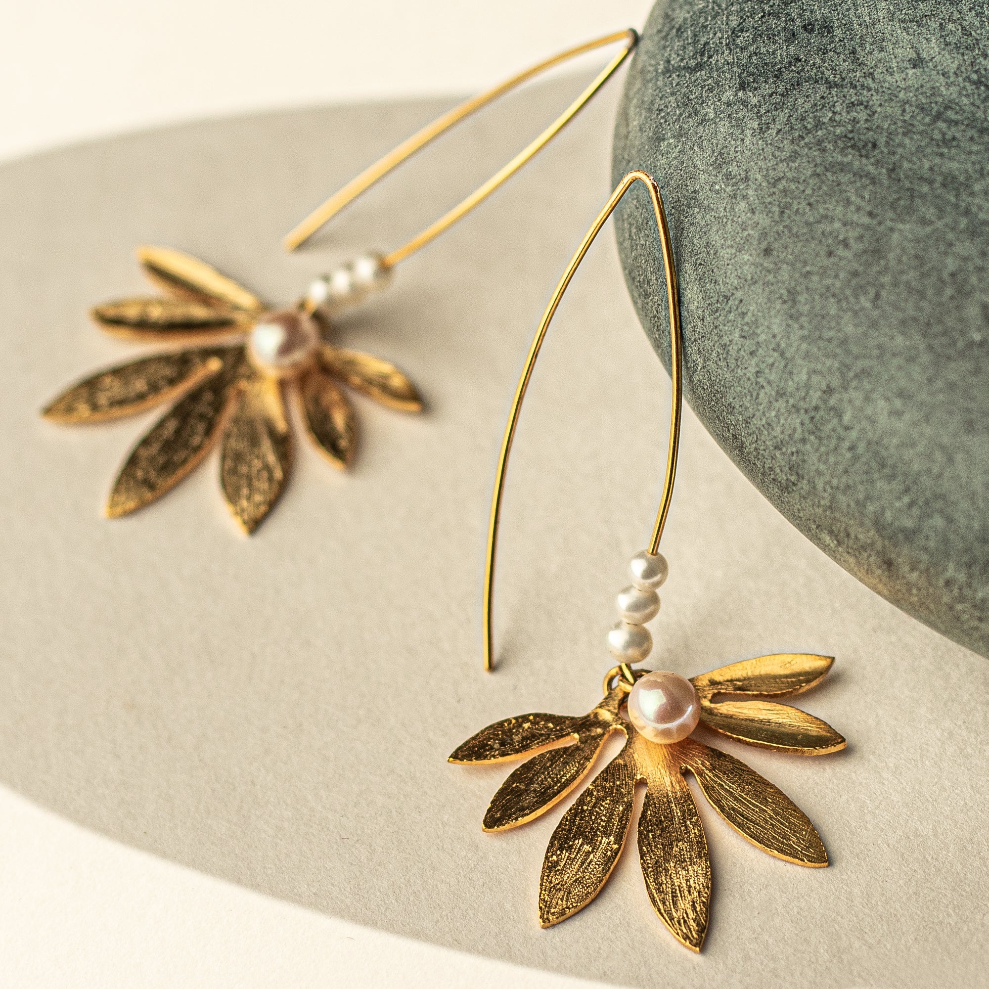 Gold Lotus earring with french wire