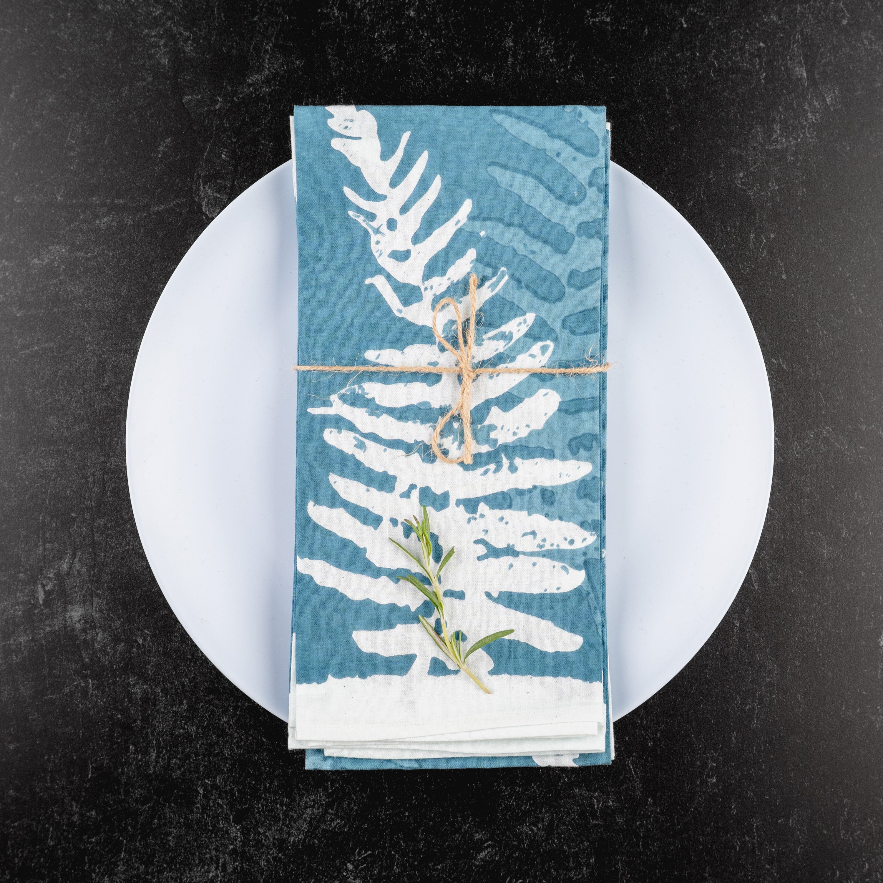 Indigo Blue Fern Napkin