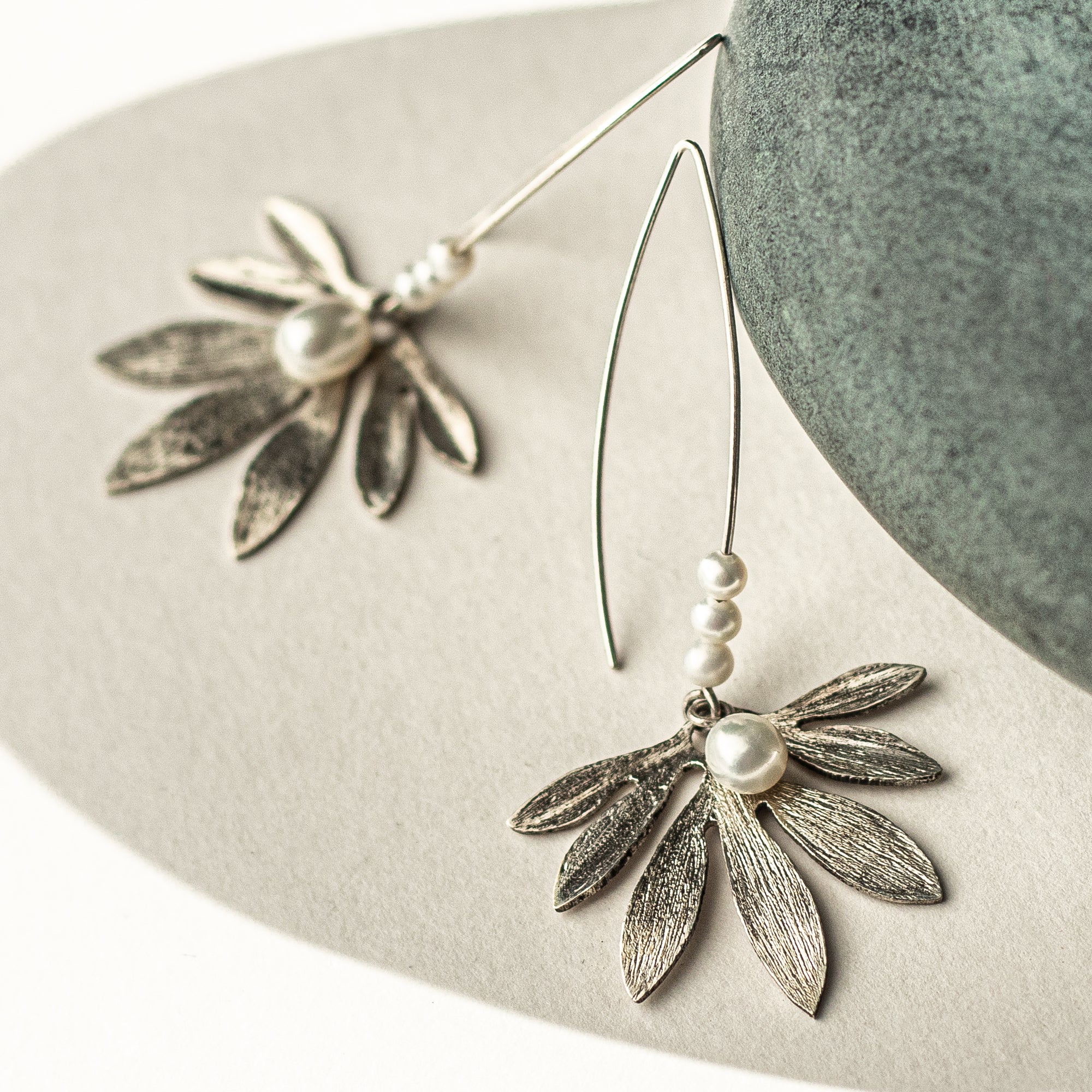 Sterling Silver Lotus earring with french wire